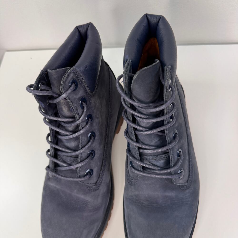 TIMBERLAND Boys Boots 6 Navy Blue Nubuck Premium Waterproof 6" Combat Boot 3793A - Picture 5 of 9